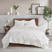 Madison Park Nollie 3 Piece Tufted Cotton Chenille Geometric Coverlet Set