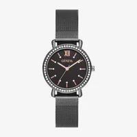 Geneva Womens Crystal Accent Black Stainless Steel Bracelet Watch Fmdjm221