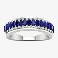 Genuine Blue Sapphire 10K Gold Band