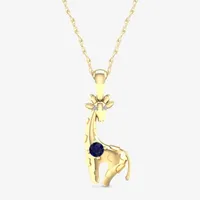 Gender Reveal Giraffe Womens Lab Created Blue Sapphire 14K Gold Over Silver Pendant Necklace