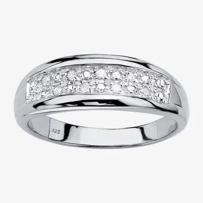 Mens 1/8 CT. T.W. Natural White Diamond Platinum Over Silver Fashion Ring