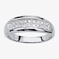 Mens 1/8 CT. T.W. Natural White Diamond Platinum Over Silver Fashion Ring