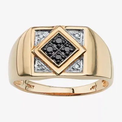 Mens 1/10 CT. T.W. Natural Black Diamond 10K Gold Fashion Ring