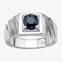 Mens Genuine Blue Sapphire Sterling Silver Fashion Ring