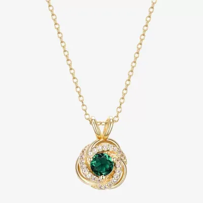 Womens Lab Created Green Quartz 18K Gold Over Silver Knot Pendant Necklaces