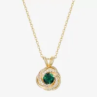 Womens Lab Created Green Quartz 18K Gold Over Silver Knot Pendant Necklace