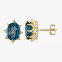 Genuine Blue Topaz 10K Gold 10mm Stud Earrings