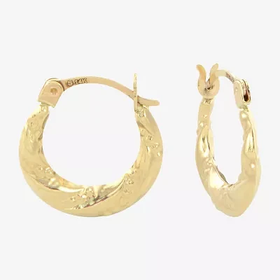 14K Gold 13mm Round Hoop Earrings