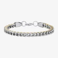 Steeltime 18K Gold Over Stainless Steel 8 1/2 Inch Solid Wheat Link Bracelet