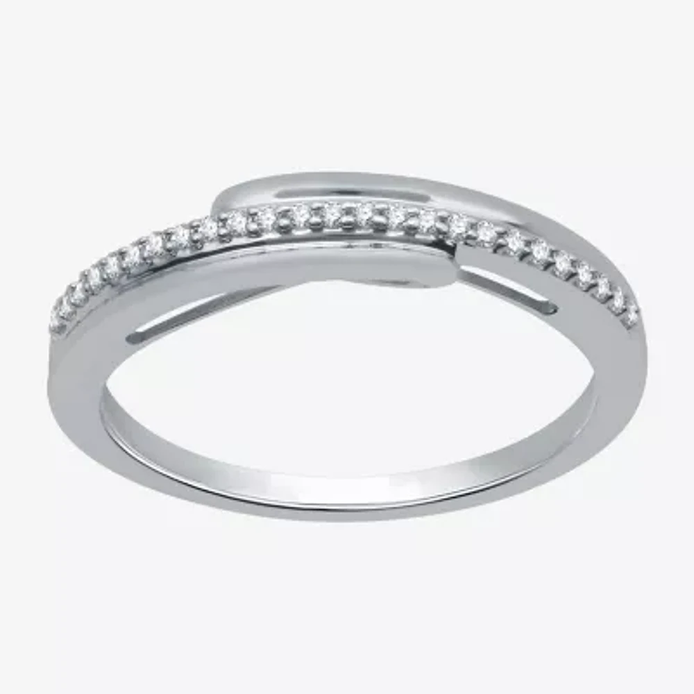Womens 1/10 CT. T.W. Natural White Diamond Sterling Silver Cocktail Ring