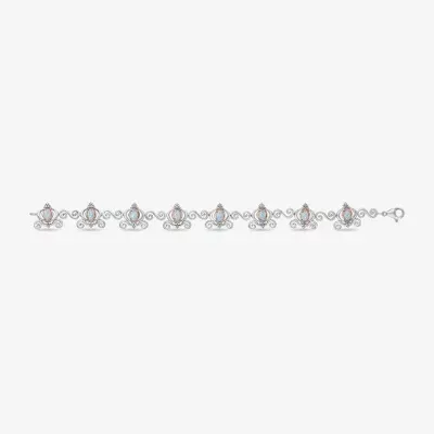 Enchanted Disney Fine Jewelry 1/10 CT. T.W. Lab Created White Opal 14K Rose Gold Over Silver Sterling Silver Cinderella Princess 7.5 Inch Tennis Bracelet