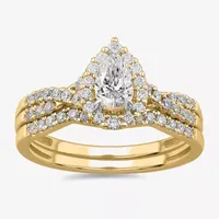 Signature By Modern Bride 7/8 CT.T.W. Lab-Grown (G-H / SI1-SI2) Diamond Pear Side Stone Bridal Set 10K or 14K Gold