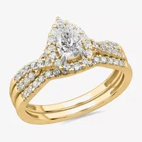 Signature By Modern Bride 7/8 CT.T.W. Lab-Grown (G-H / SI1-SI2) Diamond Pear Side Stone Bridal Set 10K or 14K Gold