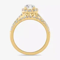 Signature By Modern Bride (G-H / Si1-Si2) Womens 1 1/3 CT. T.W. Lab Grown White Diamond 10K Gold Pear Side Stone Bridal Set