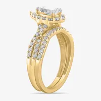 Signature By Modern Bride (G-H / Si1-Si2) Womens 1 1/3 CT. T.W. Lab Grown White Diamond 10K Gold Pear Side Stone Bridal Set