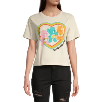 Juniors Carebears Kindness Please Cropped Womens Crew Neck Short Sleeve Graphic T-Shirt