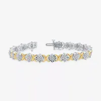 1 CT. T.W. Natural White Diamond 14K Two Tone Gold Over Silver 7.5 Inch Tennis Bracelet