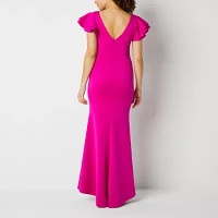 Willow Glenn Womens Short Sleeve Evening Gown