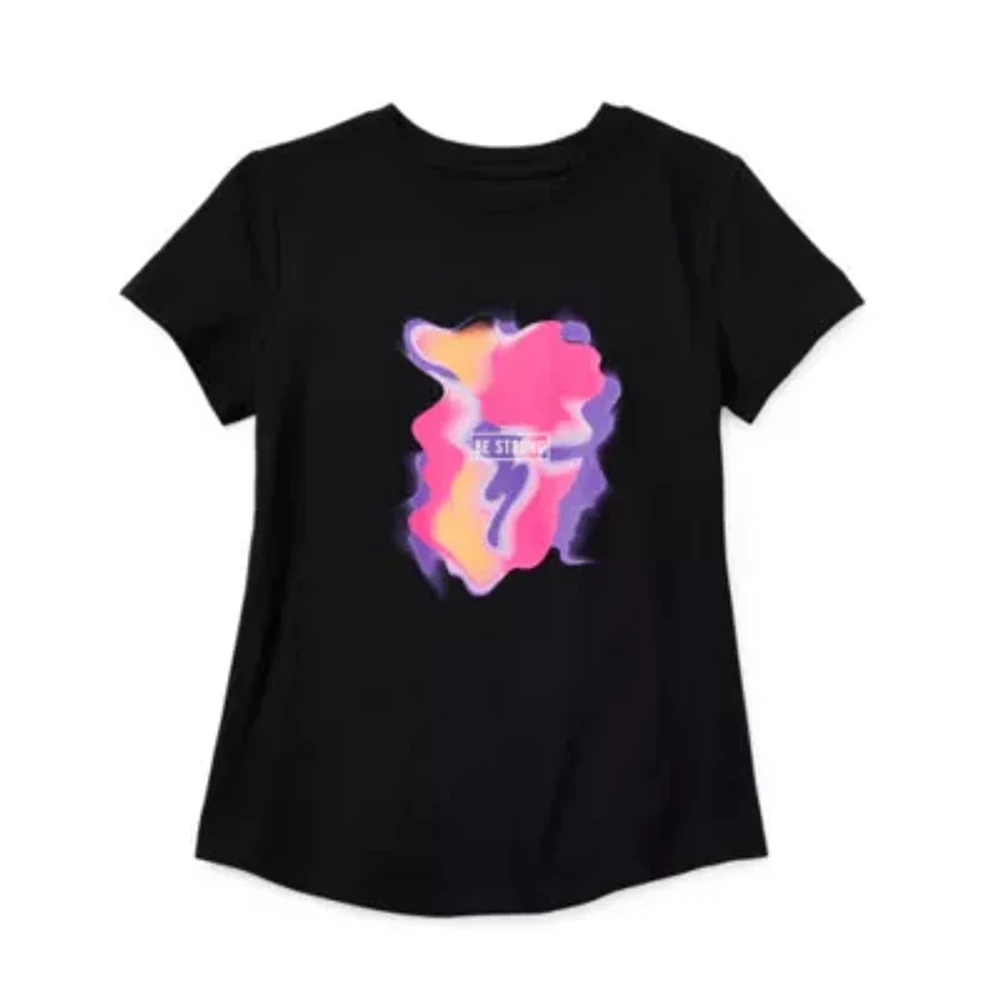 Xersion Little & Big Girls Crew Neck Short Sleeve Graphic T-Shirt