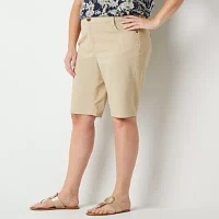 Liz Claiborne Sara Womens Mid Rise Bermuda Short-Plus