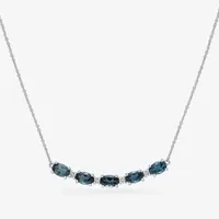 Womens Genuine London Blue Topaz 14K White Gold Pendant Necklace