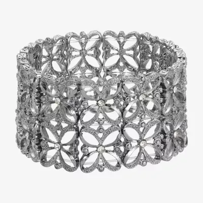 1928 Silver-Tone Round Stretch Bracelet