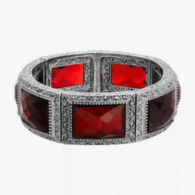 1928 Silver Tone Rectangular Stretch Bracelet