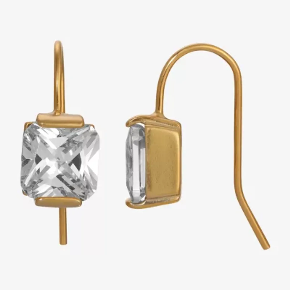 1928 Sold Tone Cubic Zirconia Square Drop Earrings