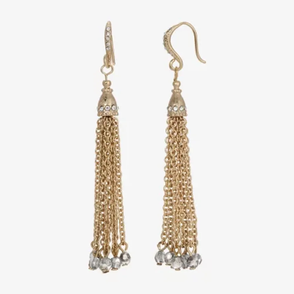 1928 Gold Tone Tassel Drop Earrings