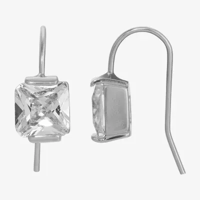 1928 Silver Tone Square Drop Earrings