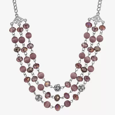 1928 Silver-Tone 16 Inch Link Beaded Necklace