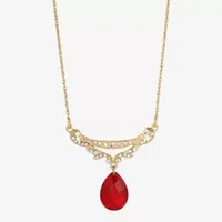 1928 Gold-Tone Crystal 16 Inch Link Pendant Necklace