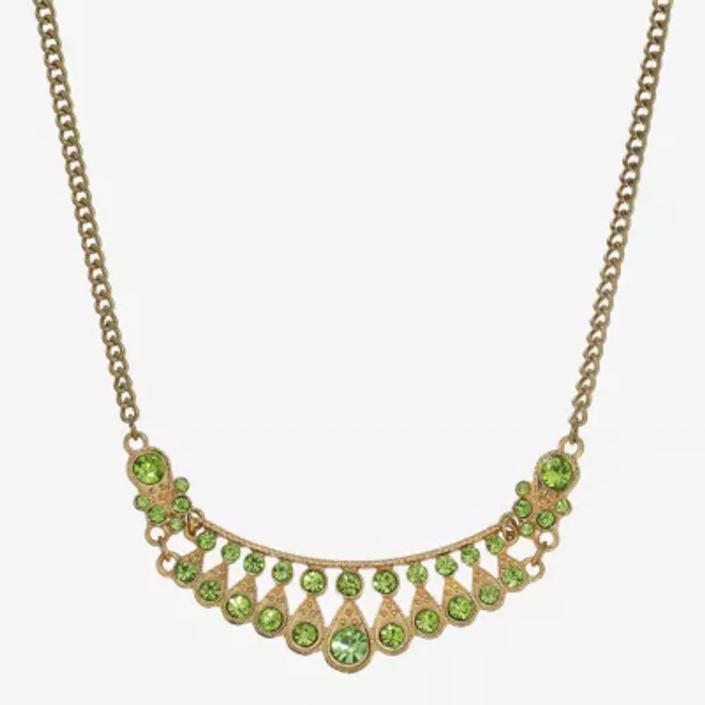 1928 Gold-Tone Crystal 16 Inch Link Collar Necklace