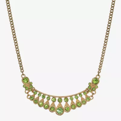 1928 Gold-Tone Crystal 16 Inch Link Collar Necklace