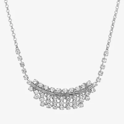 1928 Silver-Tone Crystal 18 Inch Link Collar Necklace