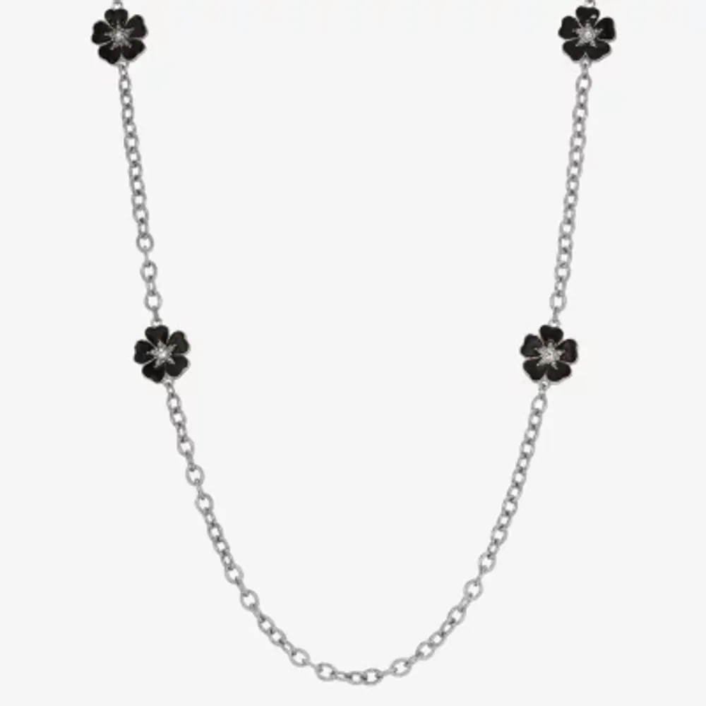 1928 Silver-Tone 40 Inch Link Flower Strand Necklace