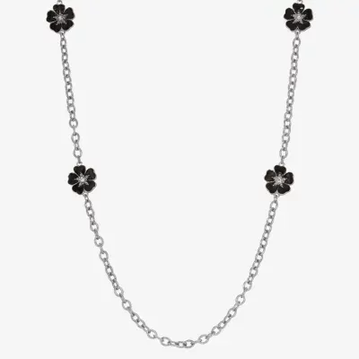 1928 Silver-Tone 40 Inch Link Flower Strand Necklace