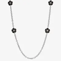 1928 Silver-Tone 40 Inch Link Flower Strand Necklace