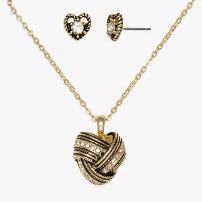 Mixit Pendant Necklace & Stud Earring 2-pc. Cubic Zirconia Stainless Steel Heart Knot Jewelry Set