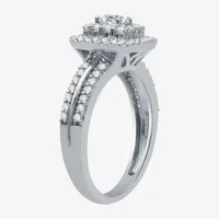 Signature By Modern Bride Womens 1 1/4 CT. T.W. Natural Diamond 10K White Gold Cushion Side Stone Halo Bridal Set