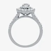 Signature By Modern Bride (G / Si1 - Si2) Womens 1 1/2 CT. T.W. Lab Grown White Diamond 10K Gold Side Stone Halo Bridal Set