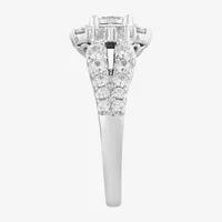 Signature By Modern Bride (G-H / Si2) Womens 2 CT. T.W. Lab Grown White Diamond 10K White Gold Cushion Side Stone Halo Engagement Ring