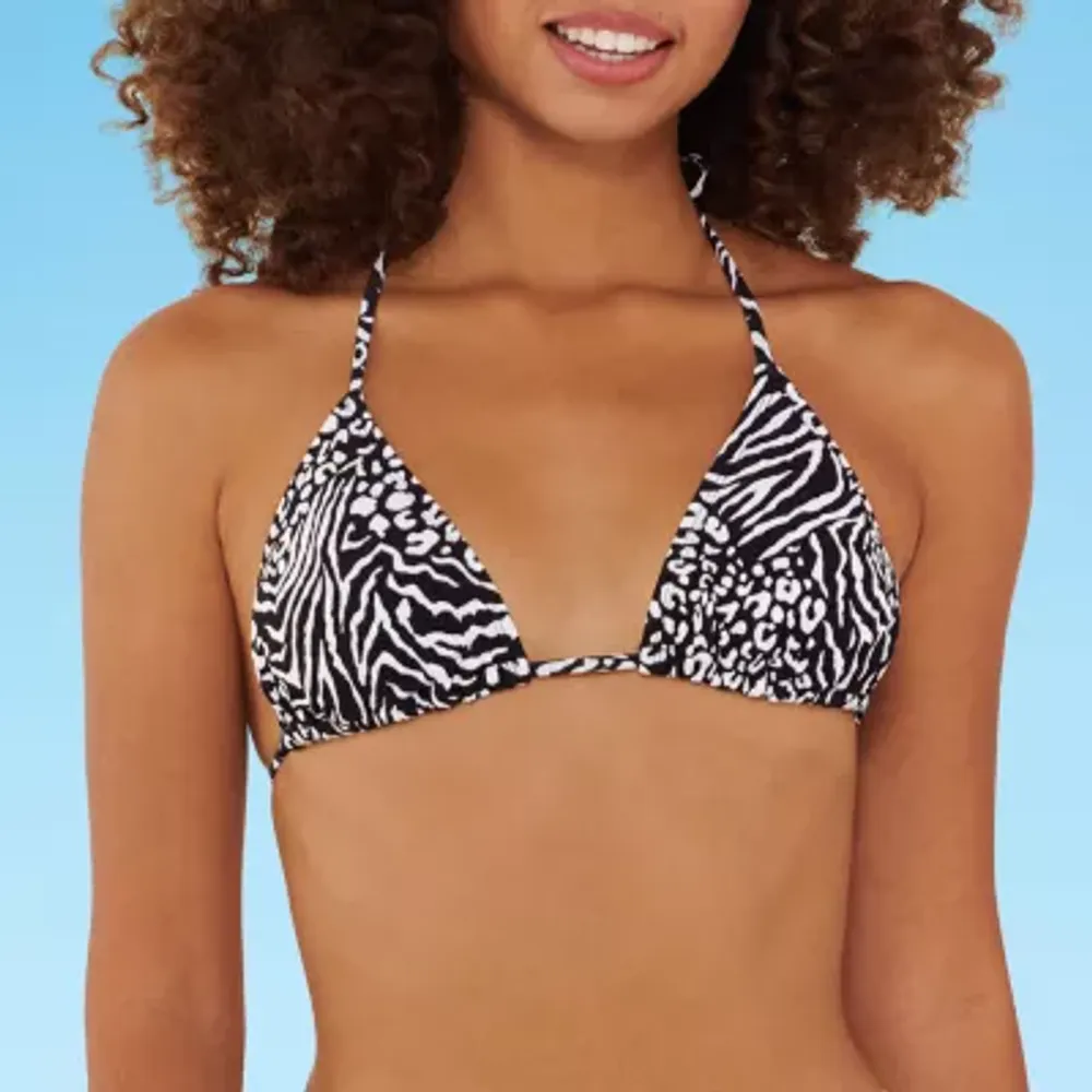 Decree Essentials Animal Triangle Bikini Swimsuit Top Juniors