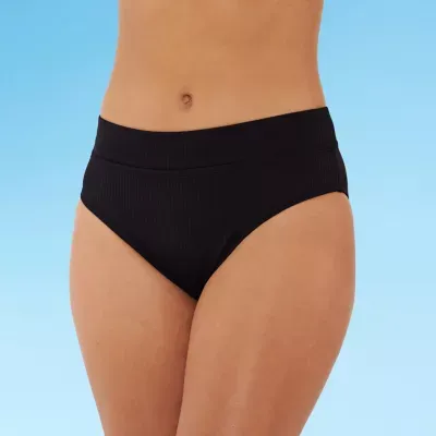 Decree Ribbed Womens Stretch Fabric Textured Hipster Bikini Swimsuit Bottom Juniors