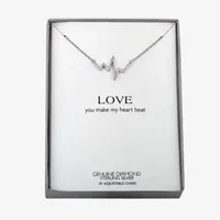 Diamond Accent Heartbeat Womens Diamond Accent Natural White Diamond Sterling Silver Pendant Necklace