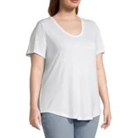 a.n.a Womens Plus Scoop Neck Short Sleeve T-Shirt