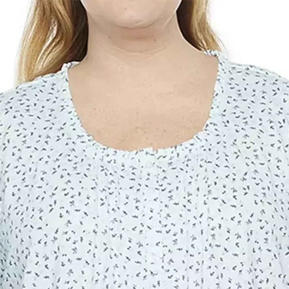Adonna Womens Plus Short Sleeve Scoop Neck Nightgown