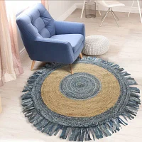 Brynn Cerry Solid Braided Stain Resistant Indoor Round Area Rug