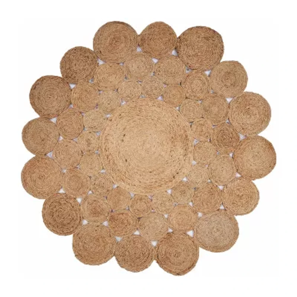 Brynn Zila Dots Braided Stain Resistant Indoor Round Area Rug