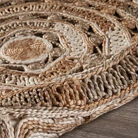 Brynn Eada Geometric Braided Stain Resistant Indoor Round Area Rug